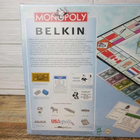 Monopoly Belkin Edition USAopoly with 6 Custom Pewter Token 2006 - Picture 6 of 8